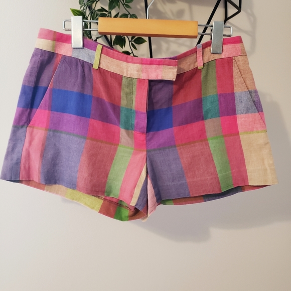 THEORY | BENNIE PLAID COTTON SHORTS, 6 - Picture 2 of 9